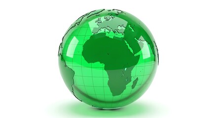 Obraz premium Green globe showing Africa with transparent background
