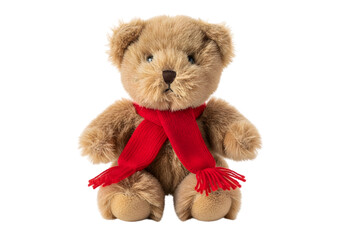 Cute Christmas Teddy Bear with Red Scarf PNG Transparent Holiday Decoration