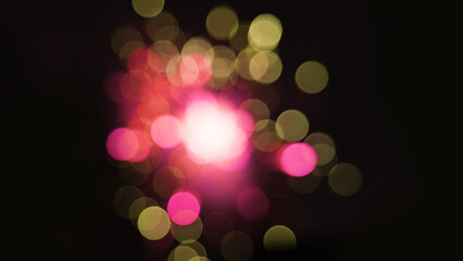 Blurry vision view of firework display at night
