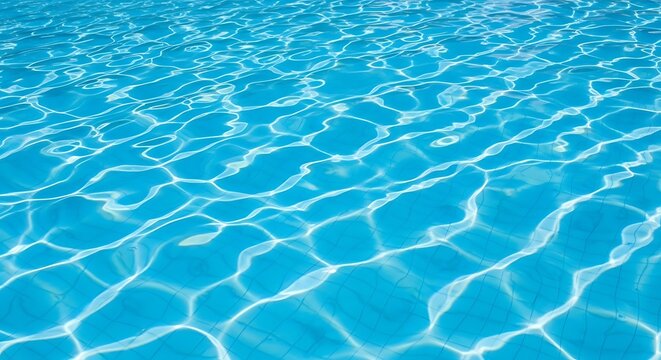 Close-up of rippling, clear, blue water surface with sunlight reflections, creating a beautiful aquatic texture.