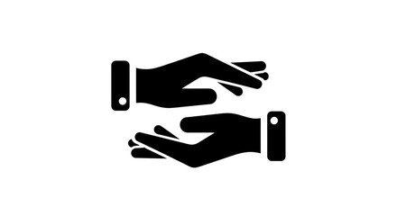 Black silhouette of two hands, one above the other, representing support and care.