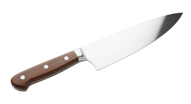Professional Chefs Knife With Wooden Handle On Black