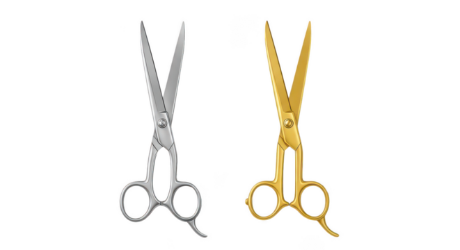 Silver And Gold Professional Hairdressing Scissors On Black