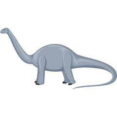 Pixel Art Brontosaurus Dinosaur Illustration With Transparent Background And Light Gray Color Palette