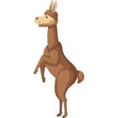 Obraz premium Pixel Art Brown Llama Standing Upright With Its Front Legs Raised Against A Transparent Background