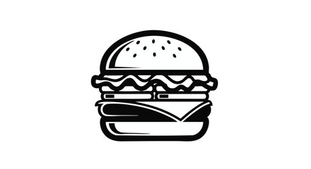 Burger vector icon in black and white