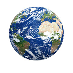Planet Earth globe isolated on a transparent or white background. PNG
