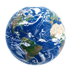 Planet Earth globe isolated on a transparent or white background. PNG
