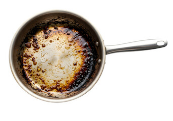 a dirty pan isolated on transparent or white background. PNG
