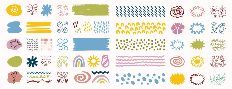 pastel abstract cute color shape aesthetics collection. geometric mephis style elements for girl set. Colorful childish and nature shapes isolated on white background. 