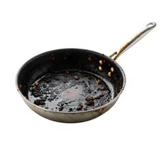 a dirty pan isolated on transparent or white background. PNG
