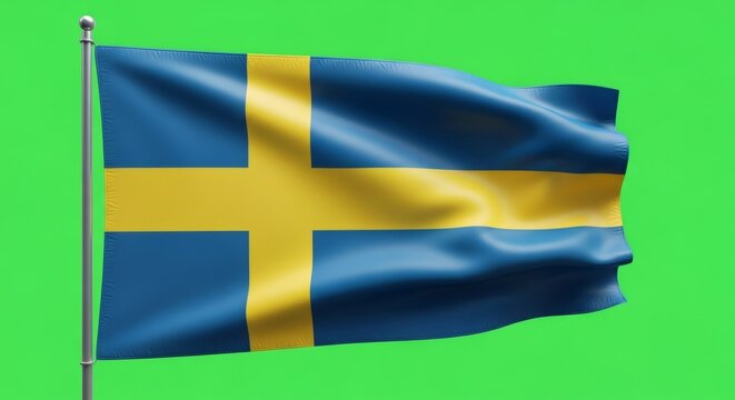 Sweden flag waving on chroma key green screen for national day, independence Day, and patriotism concept. - Powered by Adobe