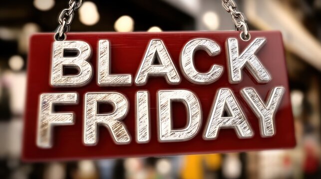 Black friday sale sign hanging in store