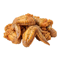 Crispy chicken wings isolated on a transparent or white background. PNG
