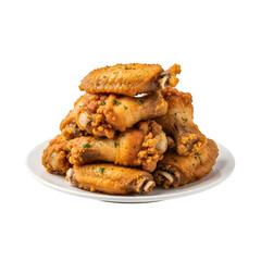 Crispy chicken wings isolated on a transparent or white background. PNG
