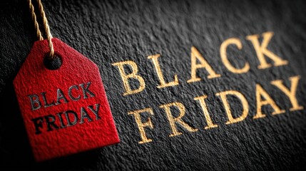 Black friday sale price tag on textured background