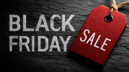 Black friday sale price tag on dark background