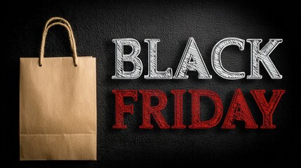 Black friday shopping bag for retail sale, copy space
