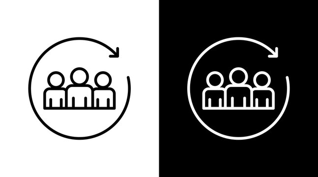 Agile Team Outline White Icon Set Design