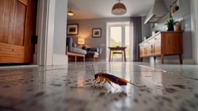 Cockroach walks undisturbed around the house