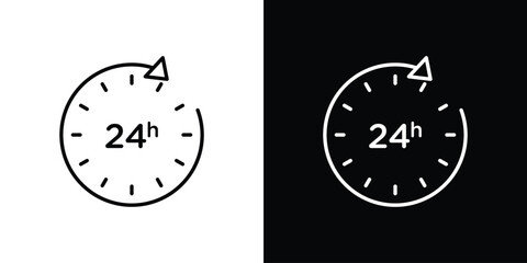 24 Hrs icon thin line outline concept. Linear style icon. Editable stroke. Vector