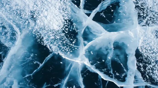 Abstract close up of ice formation with veins and fractures