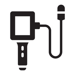 Endoscope glyph icon. Medical tool. Views internal organs. Hospital diagnostics