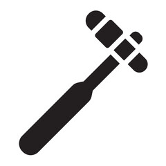 Percussion hammer glyph icon. Neurology tool. Reflex test clinical exams