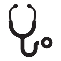 Stethoscope glyph icon. Listens to heart and lungs. Healthcare doctor