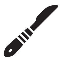 Scalpel glyph icon. Small sharp blade for surgery. Used in medical procedures