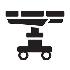Operating table glyph icon. Patient support for surgery. Found in operating rooms