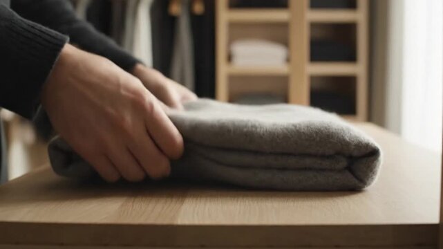 Achieving a perfectly organized wardrobe through meticulous folding, a simple yet effective home improvement technique for decluttering life
