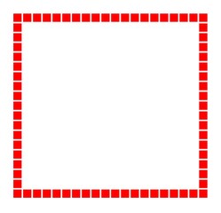 Red Geometric Square-Pattern Frame Border Isolated on White Background for Modern Design Concepts. Illustration