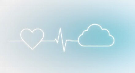 Healthcare, Technology, Heartbeat Cloud Minimalist Connection Concept with Data Stream a