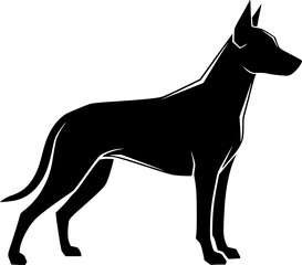 Fototapeta premium Elegant Dog Silhouette Stance on White Background, Isolated Graphic Element 
