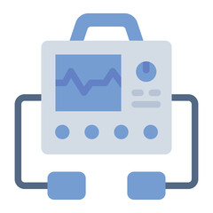 Defibrillator flat icon. Delivers shock to heart. Used in cardiac emergency
