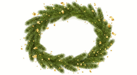 Christmas wreath illustration, a festive holiday decoration on a transparent background