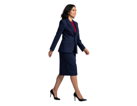 Confident businesswoman walking with purpose in professional attire. - Powered by Adobe