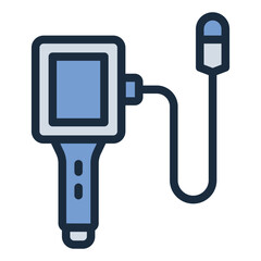 Endoscope filled line icon. Medical tool. Views internal organs. Hospital diagnostics