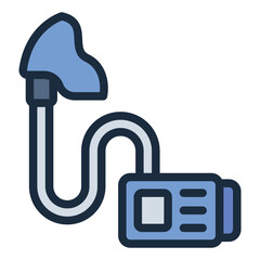Nebulizer filled line icon. Converts medicine to mist. Aids breathing treatment