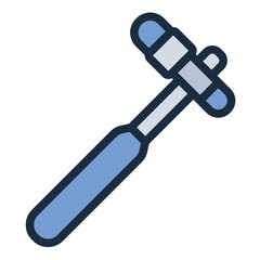Percussion hammer filled line icon. Neurology tool. Reflex test clinical exams