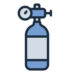 Oxygen Tank filled line icon. Tank with valve. Supplies air for breathing in hospitals