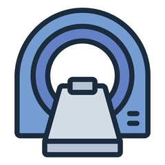 MRI filled line icon. Scanner for body imaging. In hospital diagnostics