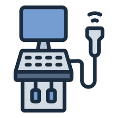 Ultrasound machine filled line icon. Imaging tool. Scans internal body in diagnosis