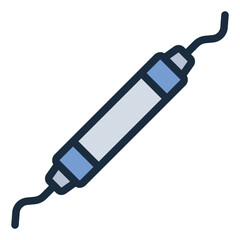 Periodontal scaler filled line icon. Removes plaque on teeth. Used in dental cleaning