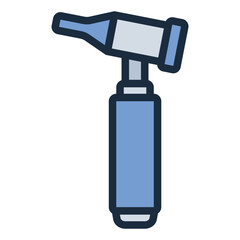 Otoscope filled line icon. Exam tool to check ear. Common in clinic and ENT exam