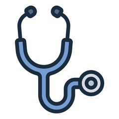 Stethoscope filled line icon. Listens to heart and lungs. Healthcare doctor