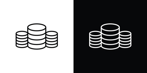 Money coin icon thin line outline concept. Linear style icon. Editable stroke. Vector