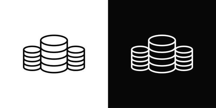 Money coin icon thin line outline concept. Linear style icon. Editable stroke. Vector