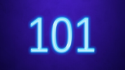 Glowing blue number design of 101 on blue background.